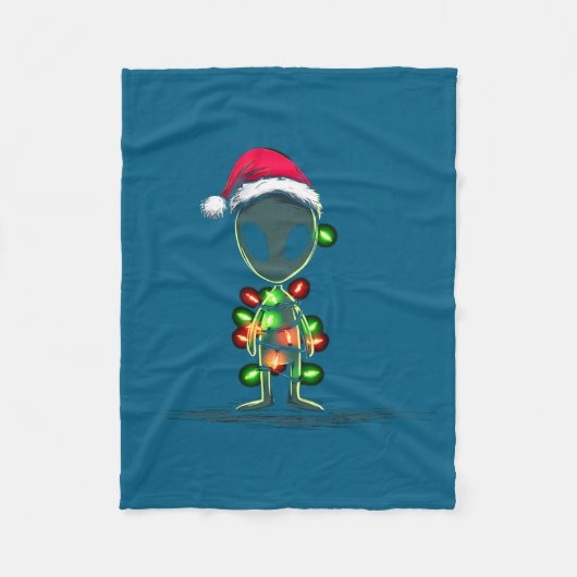 Funny Alien Christmas Graphics Lights Lover Extrat Fleece Deken (Voorkant)