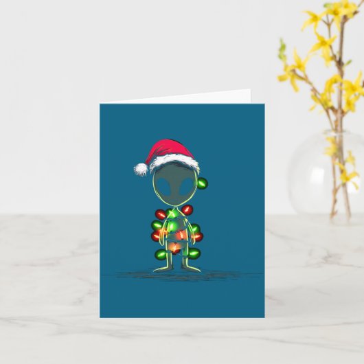 Funny Alien Christmas Graphics Lights Lover Extrat Kaart (Gele Bloem)