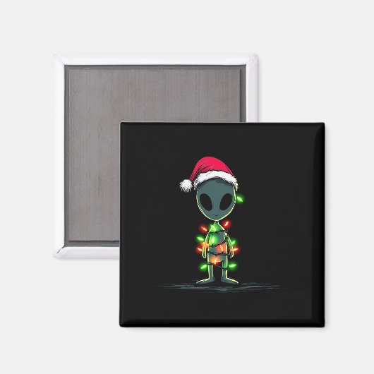 Funny Alien Christmas Graphics Lights Lover Extrat Magneet (Voorkant / Achterkant)
