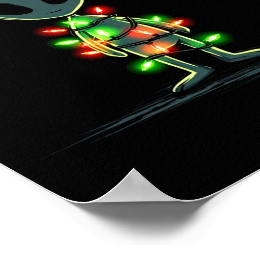 Funny Alien Christmas Graphics Lights Lover Extrat Poster (Hoek)