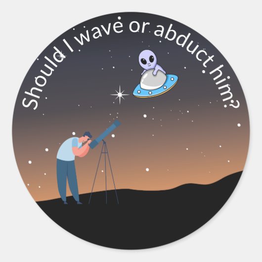 Funny Alien Core UFO Design  Ronde Sticker (Voorkant)