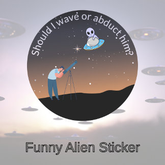 Funny Alien Core UFO Design Ronde Sticker