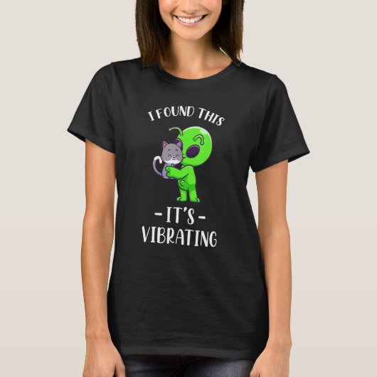 Funny Alien Finding Cat Spinnende niet-geïdentific T-shirt (Voorkant)