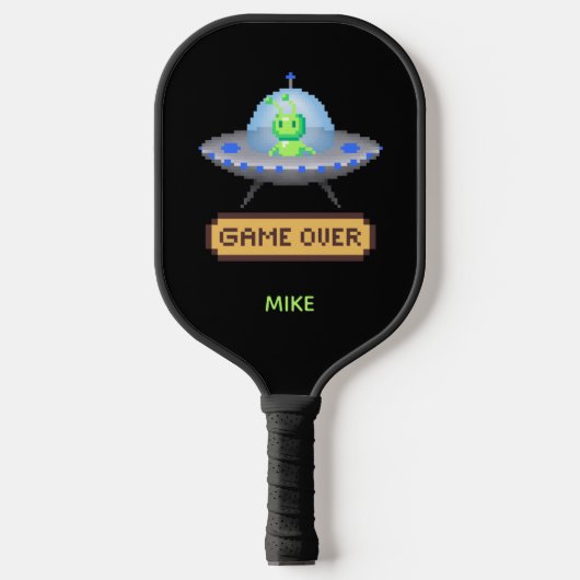 Funny Alien Flying UFO Spaceship Game Over Pickleball Paddle (Voorkant)