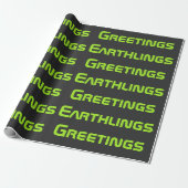 Funny Alien Greetings Wrapping Paper  Cadeaupapier (Uitgerold)