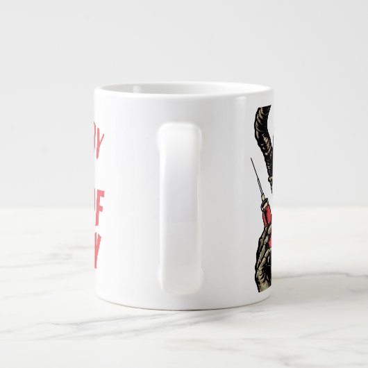 Funny alien hypodermic needle dose of reality grote koffiekop (Achterkant)