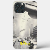 Funny Alien Invasion Rtero Sci Fi movie Name Case-Mate iPhone Case (Achterkant)