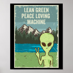 Funny Alien Live In Peace Natuur Liefhebber Retro Poster
