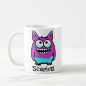 Funny Alien Paarse Green Monster Cartoon Koffiemok (Links)