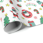 Funny Alien Santa Claus Kerstmis Cadeaupapier (Rol Hoek)