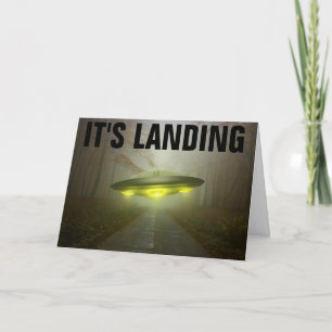 FUNNY ALIEN SPACESHIP BIRTHDAY CARD KAART