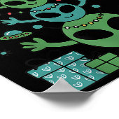 Funny Alien Trio Merry Ugly Christmas Santa Hat Xm Poster (Hoek)