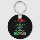 Funny Alien Trio Merry Ugly Christmas Santa Hat Xm Sleutelhanger (Voorkant)