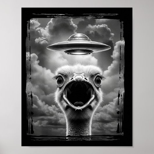 Funny Alien Turkey Ufo Selfie Thanksgiving Meme  Poster (Voorkant)