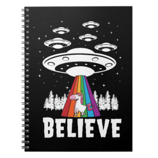 Funny Alien UFO Rainbow Unicorn Apparel Notitieboek