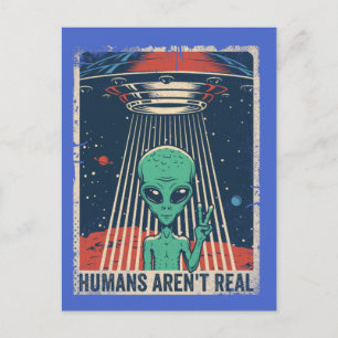 Funny Alien UFO-ruimtecomplot Briefkaart