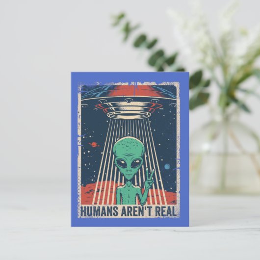 Funny Alien UFO-ruimtecomplot Briefkaart (Staand voorkant)