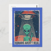 Funny Alien UFO-ruimtecomplot Briefkaart (Voorkant / Achterkant)