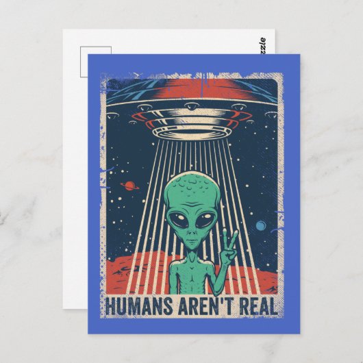 Funny Alien UFO-ruimtecomplot Briefkaart (Voorkant / Achterkant)