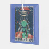 Funny Alien UFO-ruimtecomplot Glas Ornament (Voorkant links)
