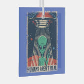 Funny Alien UFO-ruimtecomplot Glas Ornament (Voorkant Rechts)