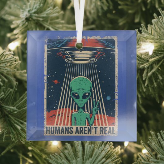 Funny Alien UFO-ruimtecomplot Glas Ornament (Insitu)