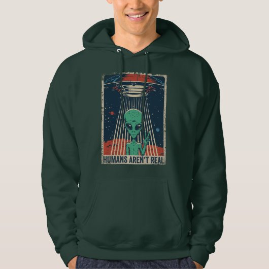 Funny Alien UFO-ruimtecomplot Hoodie (Voorkant)