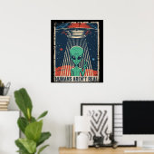Funny Alien UFO-ruimtecomplot Poster (Thuiskantoor)