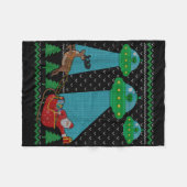 Funny Alien Ufo Santa Sleigh Ugly Christmas Sweate Fleece Deken (Voorkant (Horizontaal))