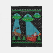 Funny Alien Ufo Santa Sleigh Ugly Christmas Sweate Fleece Deken (Voorkant)