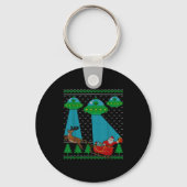 Funny Alien Ufo Santa Sleigh Ugly Christmas Sweate Sleutelhanger (Voorkant)