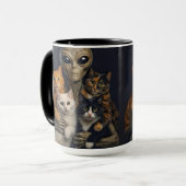 Funny Alien with Cats Renaissance Art Mok (Voorkant links)