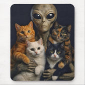 Funny Alien with Cats Renaissance Art Muismat (Voorkant)