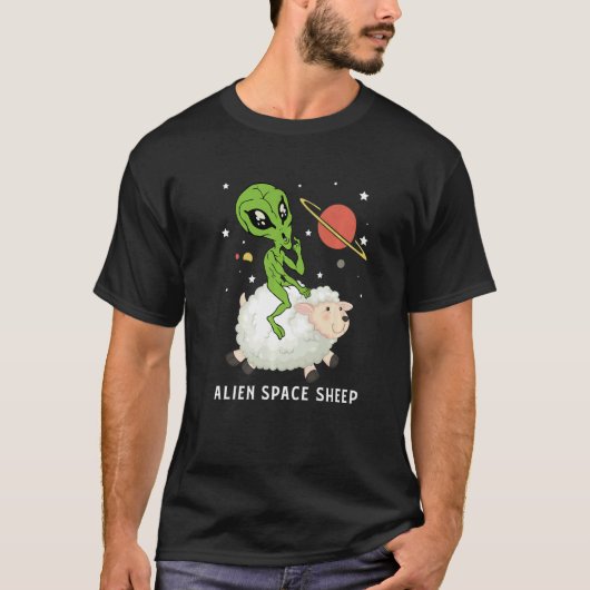 Funny Aliens On A Sheep Funny Aliens Costume Alien T-shirt (Voorkant)