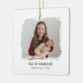 Funny All is Calmish Sibling Photo Christmas 2025 Keramisch Ornament (Links)