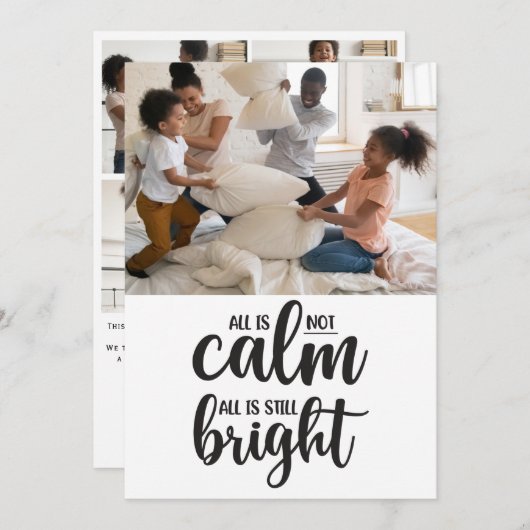 Funny All is geen Calm Five Photo Holiday Kaart (Voorkant / Achterkant)