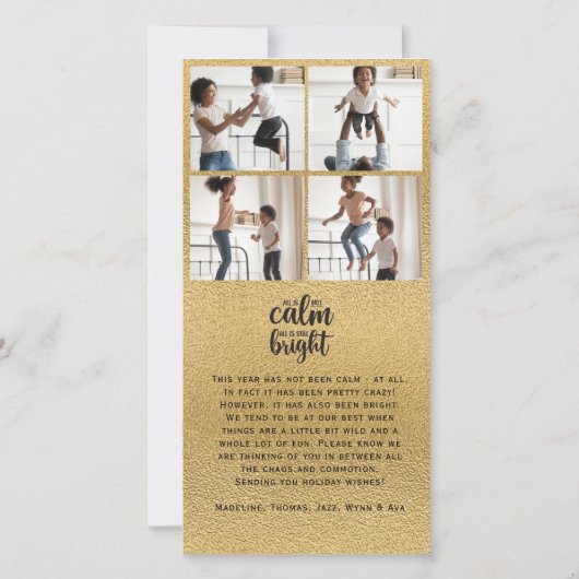 Funny All is geen Calm Gold Foil Foto Holiday Kaar Feestdagenkaart (Achterkant)