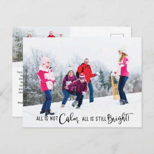 Funny All is geen Calm Holiday Photo Briefkaart (Voorkant / Achterkant)