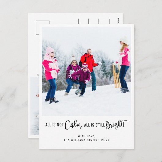 Funny All is geen Calm Holiday Photo Briefkaart (Voorkant / Achterkant)