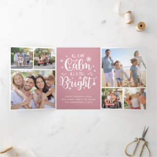 Funny All is geen Calm Photo Collage Tri-Fold Holi Drieluik Wenskaart