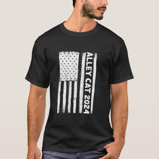 Funny Alley Cat 2024 Verkiezing Amerikaanse vlag P T-shirt (Voorkant)