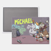 Funny Alley Cats Voeg de naam toe Skateboard Graff Magneet (Voorkant / Achterkant)