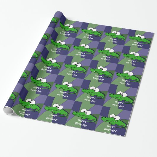 Funny Alligator Art Cadeaupapier (Uitgerold)