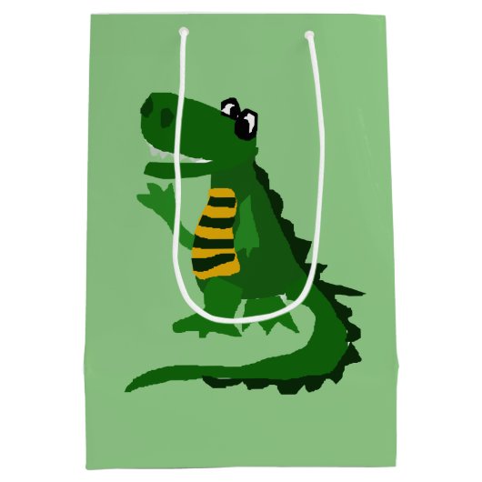 Funny Alligator Art Gift Bag Medium Cadeauzakje (Achterkant)