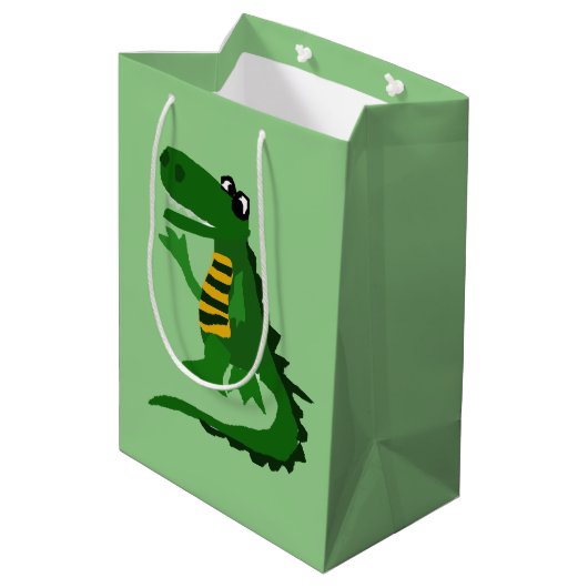 Funny Alligator Art Gift Bag Medium Cadeauzakje (Achterkant Gekanteld)