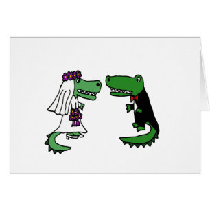 Funny Alligator Bride en Groom Cartoon