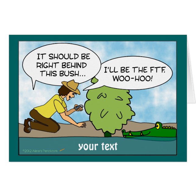 Funny Alligator Cache Geocaching  Card (Voorkant Horizontaal)