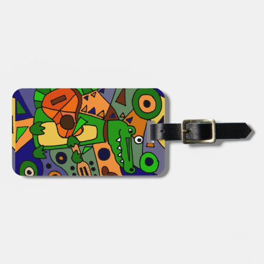 Funny Alligator die gitaar speelt Bagagelabel (Voorkant horizontaal)