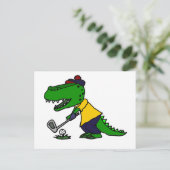 Funny Alligator die Golf speelt Briefkaart (Staand voorkant)