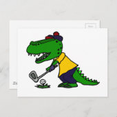 Funny Alligator die Golf speelt Briefkaart (Voorkant / Achterkant)